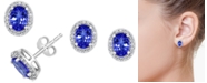 EFFY Collection EFFY&reg; Tanzanite (1-1/3 ct. t.w.) & Diamond (1/4 ct. t.w.) Oval Halo Stud Earrings in Sterling Silver